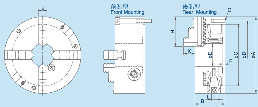 PS连动型四爪夹头