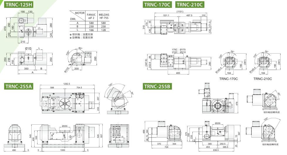 TRNC-125-H/170C/210C/255A/255B CNC 齿式电脑数控分度盘