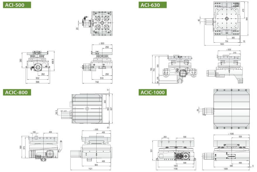 ACI-4050/500/630/ACIC-630/800/1000 卧式交换数控齿式定位工作台