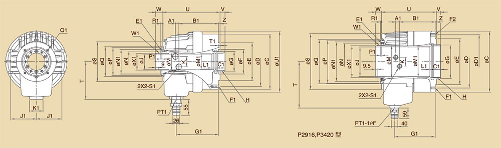 P高速中空油压迴转缸